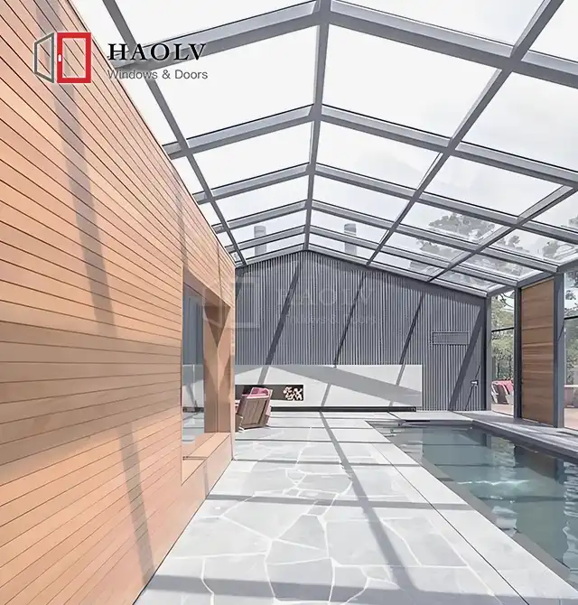 Aluminium lean to glass roof